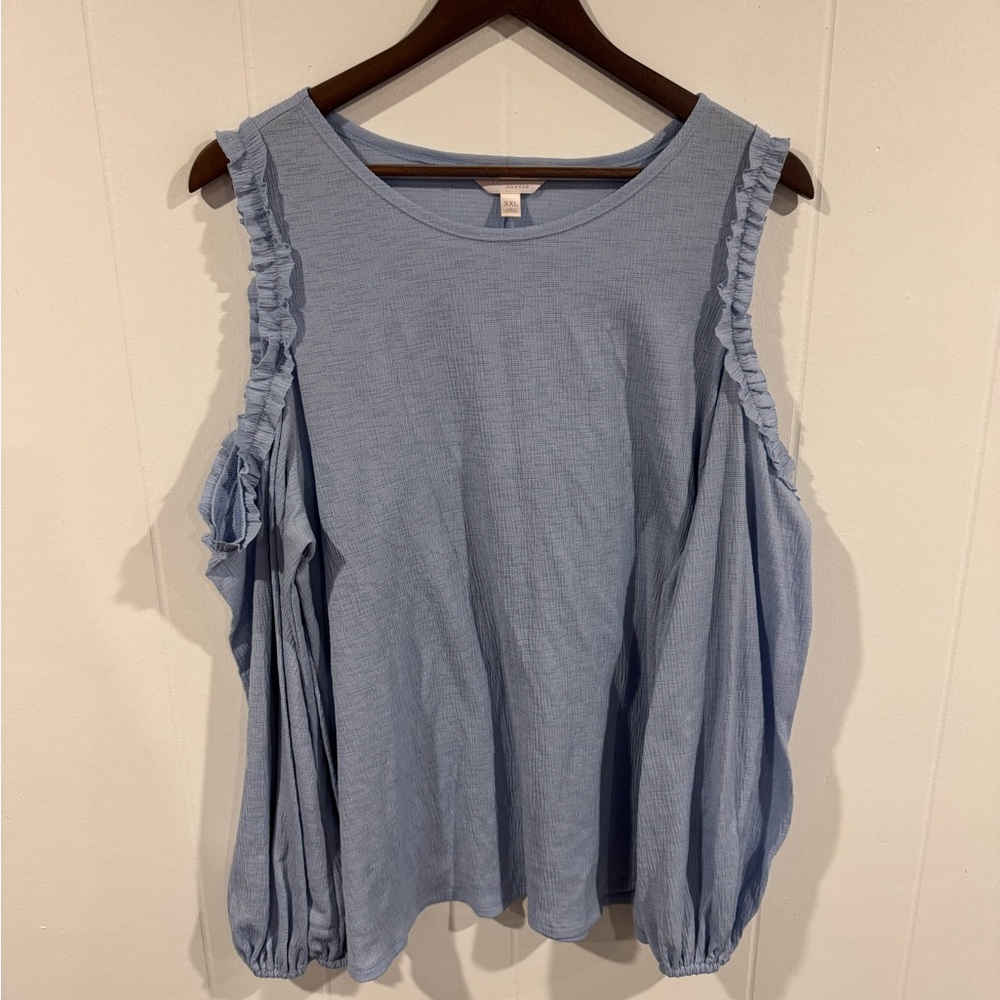 Lauren Conrad Women’s Blouse blue shoulder cut out Size 2XL